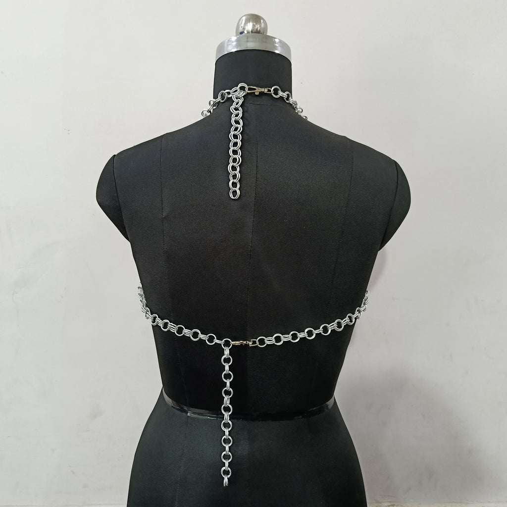 Aluminum Chainmail Top Handmade Lightweight Butted Ring Bra Women's Cosplay Party Outfit