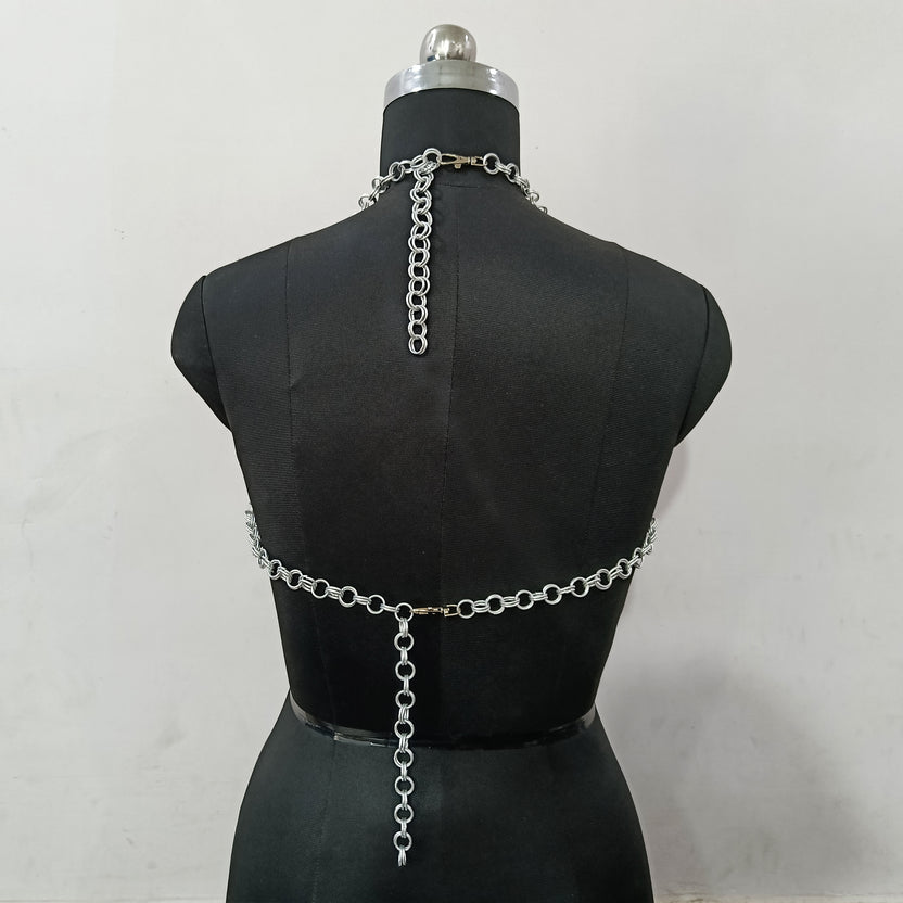 Aluminum Chainmail Top Handmade Lightweight Butted Ring Bra Women's Cosplay Party Outfit