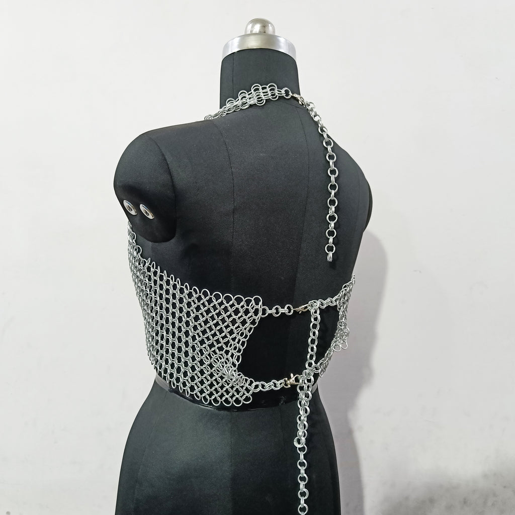 Handmade Chainmail Bra Top for Women Aluminum Medieval Armor Gothic Festival Outfit and Halloween Gift