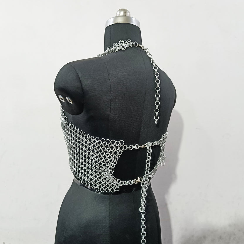Handmade Chainmail Bra Top for Women Aluminum Medieval Armor Gothic Festival Outfit and Halloween Gift