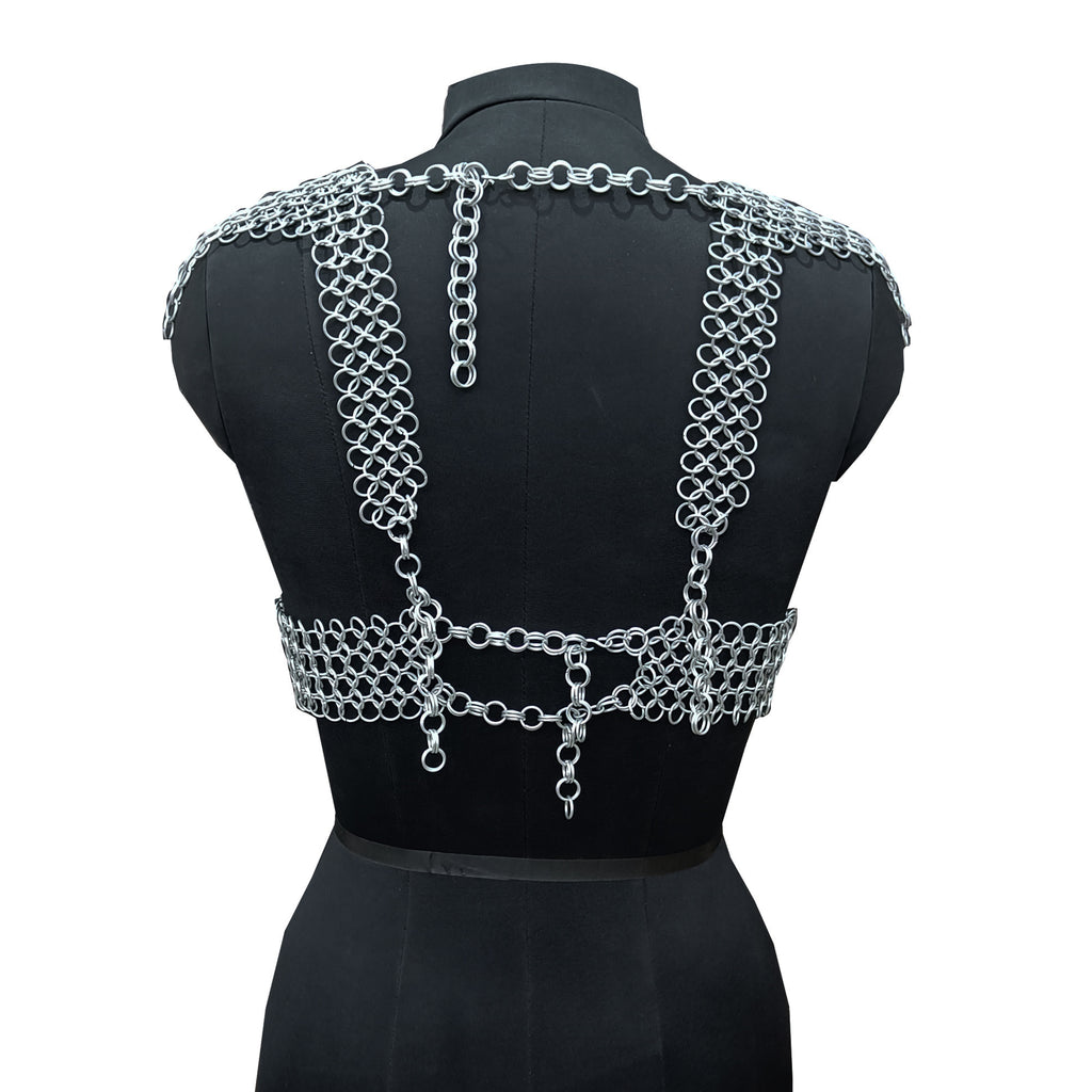 Aluminum Chainmail Halter Top for Women Medieval Fantasy Festival and Cosplay Party Costume