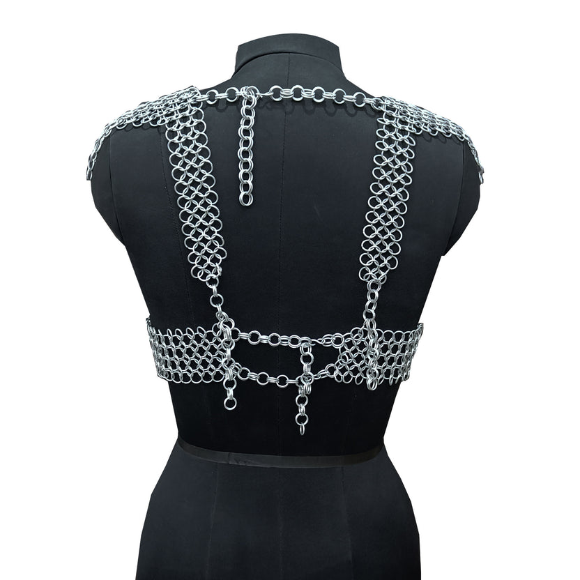 Aluminum Chainmail Halter Top for Women Medieval Fantasy Festival and Cosplay Party Costume