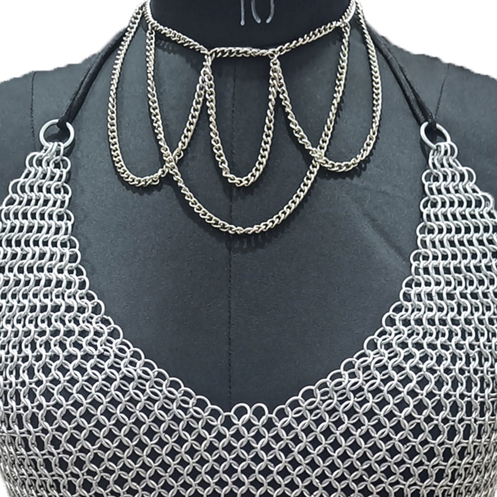 Handmade Aluminum Chainmail Top Fantasy Festival Outfit for Women Halloween Gift