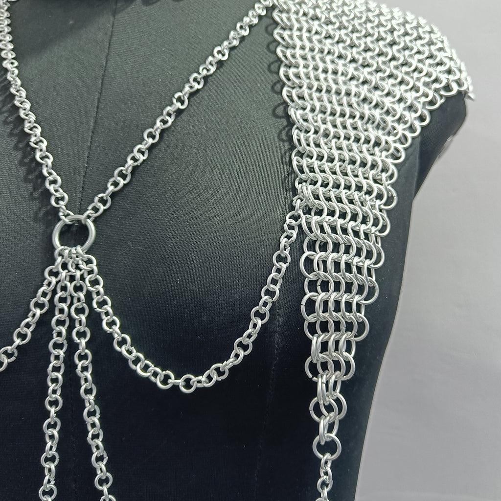 Medieval Aluminum Chainmail Collar for Women Lightweight Butted Ring Halter Neck Armor