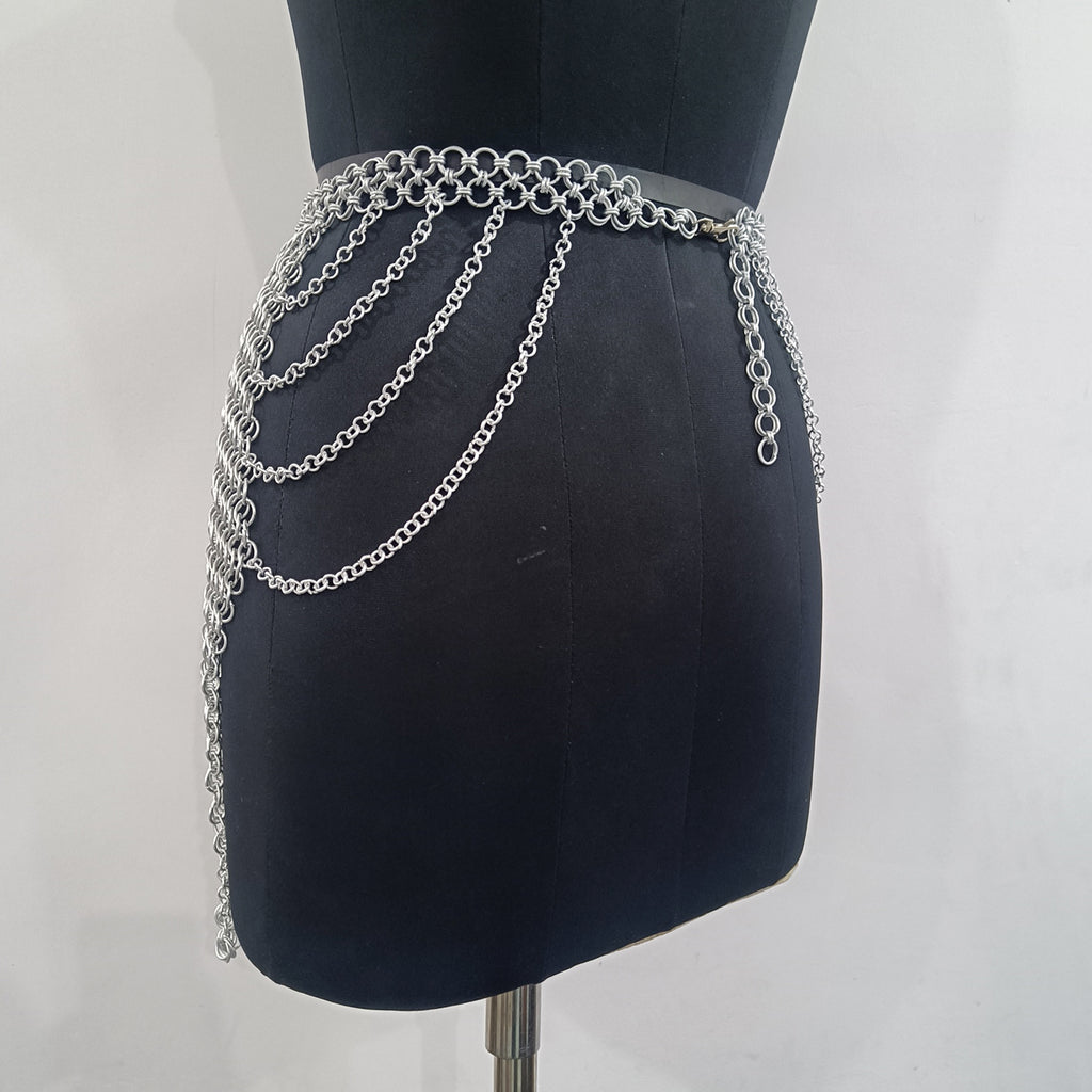 Aluminum Chainmail Skir Butted Ring Mini Skirt Cosplay Costume for Women Party Outfit