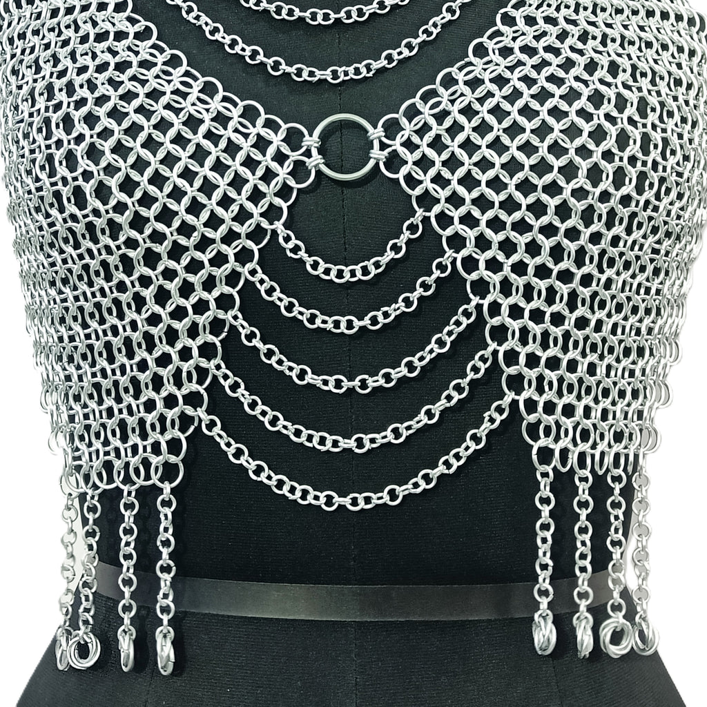 Handmade Chainmail Top for Women Silver Aluminum Halter Bra Gothic Festival Outfit Renaissance Faire Armor