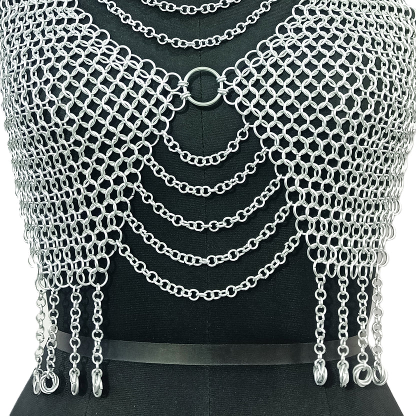 Handmade Chainmail Top for Women Silver Aluminum Halter Bra Gothic Festival Outfit Renaissance Faire Armor