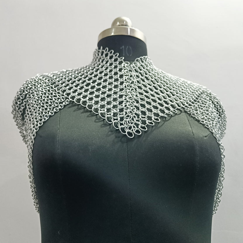 Aluminum Chainmail Collar Lightweight Butted Ring Shoulder Armor LARP Cosplay Renaissance Faire Costume