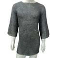 Medieval Mild Steel Chainmail Shirt Flat Riveted with Washer Ring Half Sleeve Hauberk Armor Oiled Finish for LARP Reenactment and Cosplay