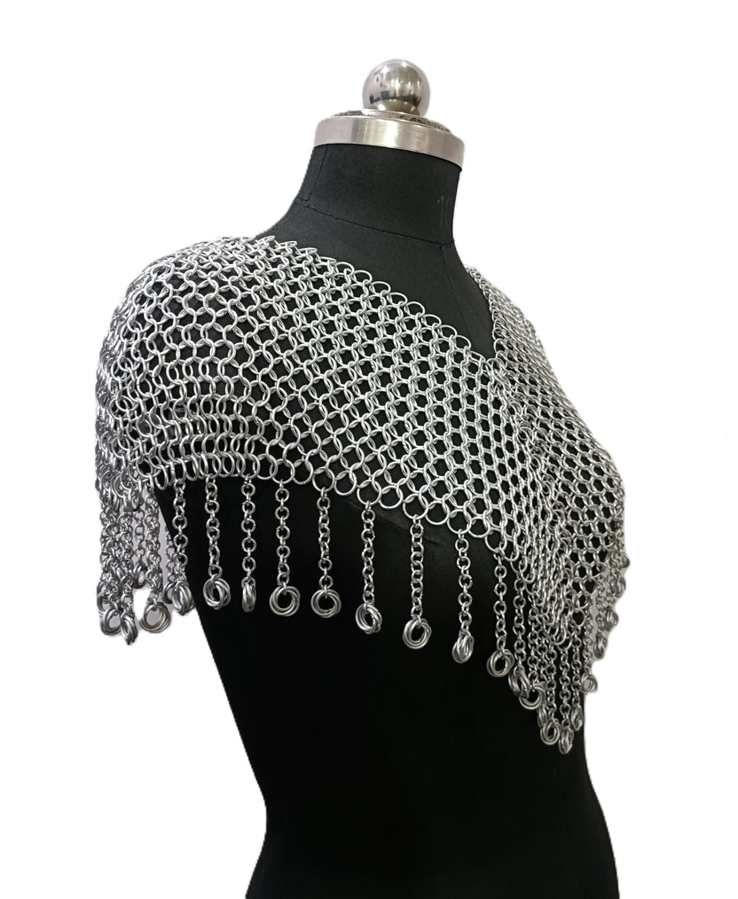 Medieval Aluminum Chainmail Collar Shoulder Armor Butted Ring LARP Cosplay Costume