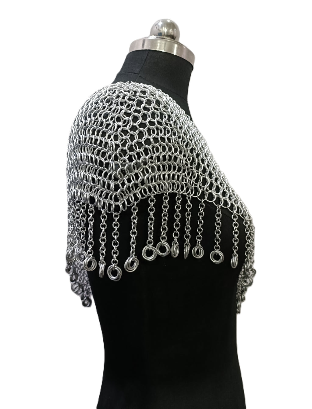 Medieval Aluminum Chainmail Collar Shoulder Armor Butted Ring LARP Cosplay Costume