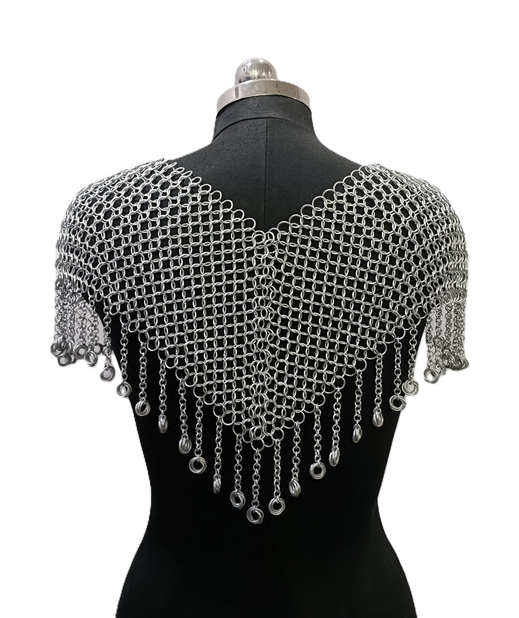 Medieval Aluminum Chainmail Collar Shoulder Armor Butted Ring LARP Cosplay Costume