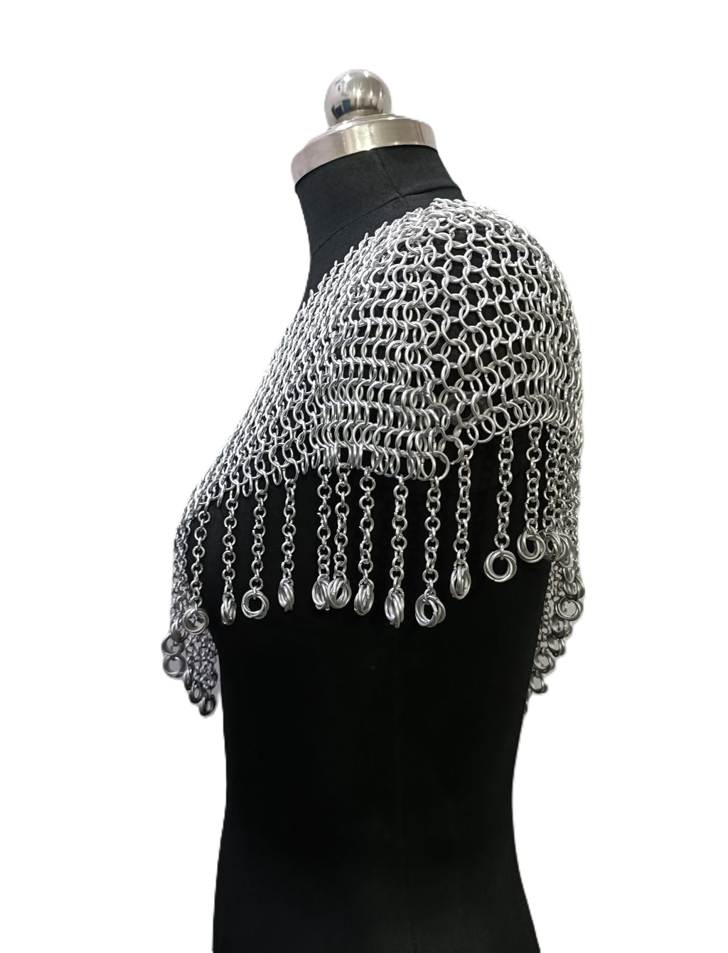 Medieval Aluminum Chainmail Collar Shoulder Armor Butted Ring LARP Cosplay Costume