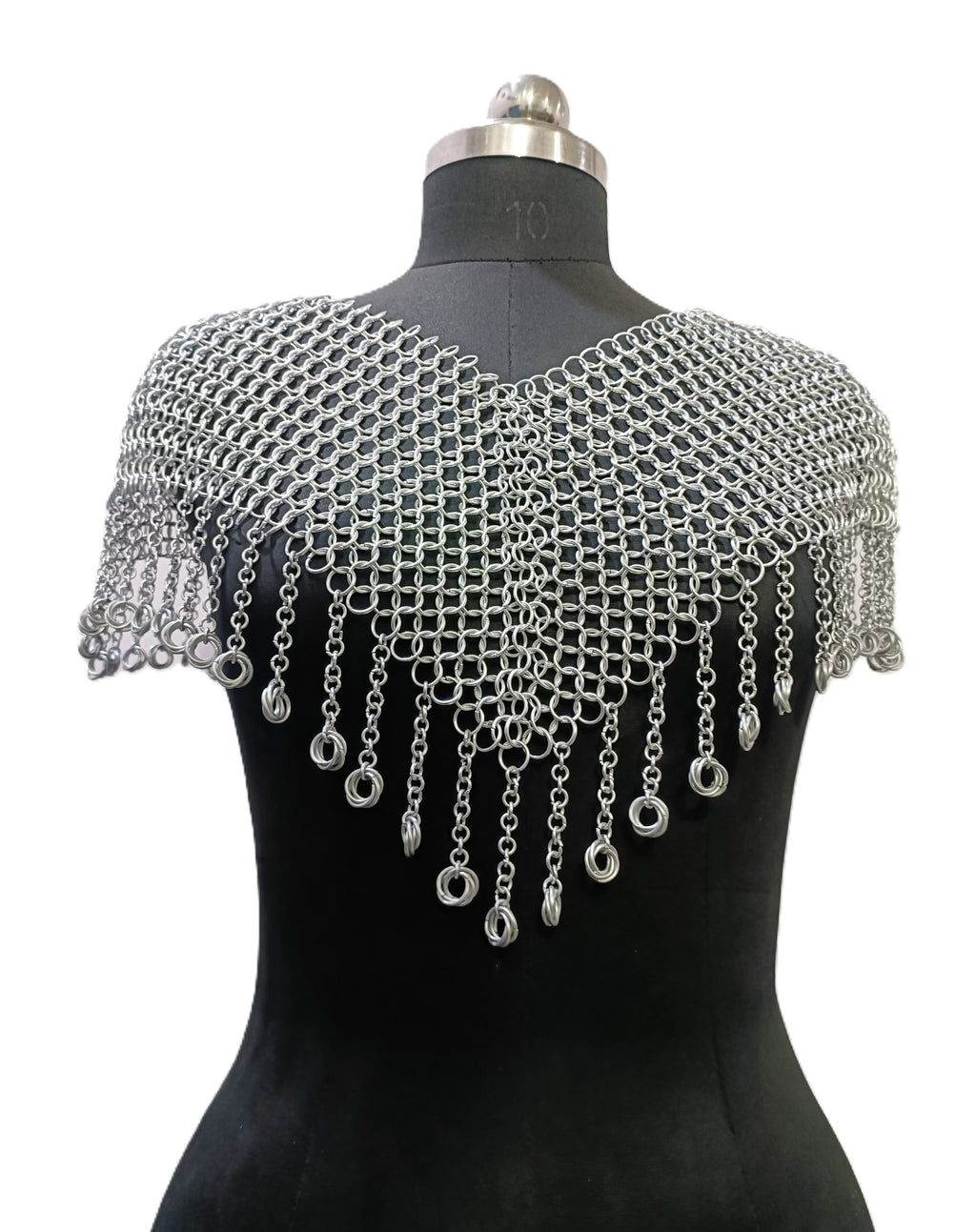Medieval Aluminum Chainmail Collar Shoulder Armor Butted Ring LARP Cosplay Costume