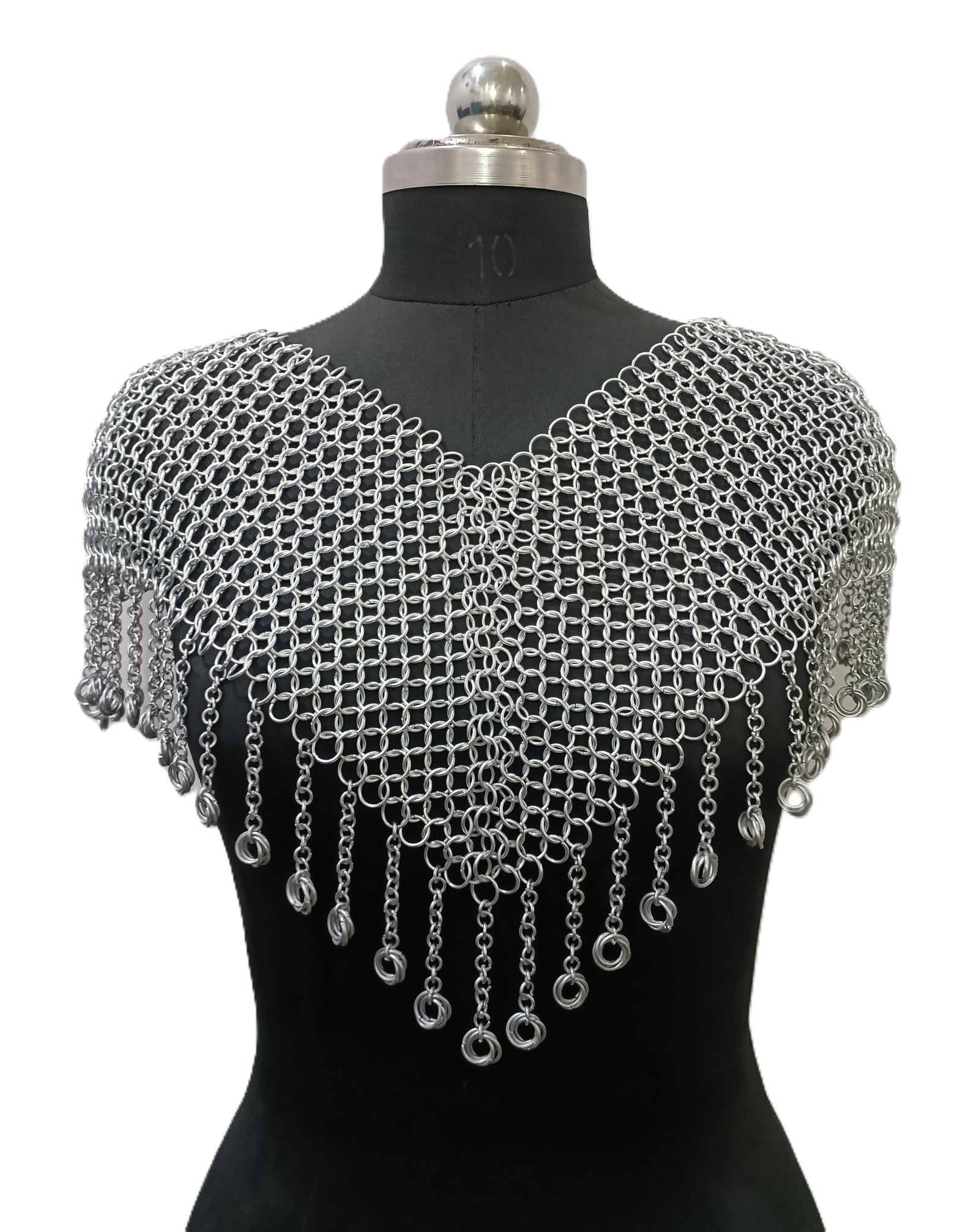 Medieval Aluminum Chainmail Collar Shoulder Armor Butted Ring LARP Cosplay Costume