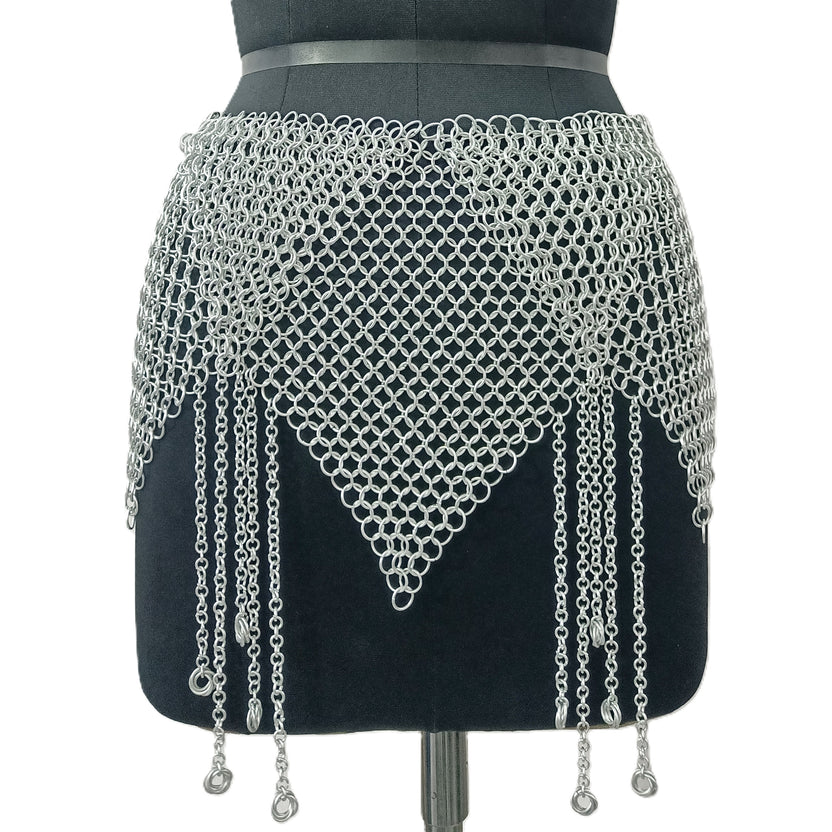 Medieval Chainmail Skirt Aluminum Armor Belt Women Cosplay LARP Halloween Outfit