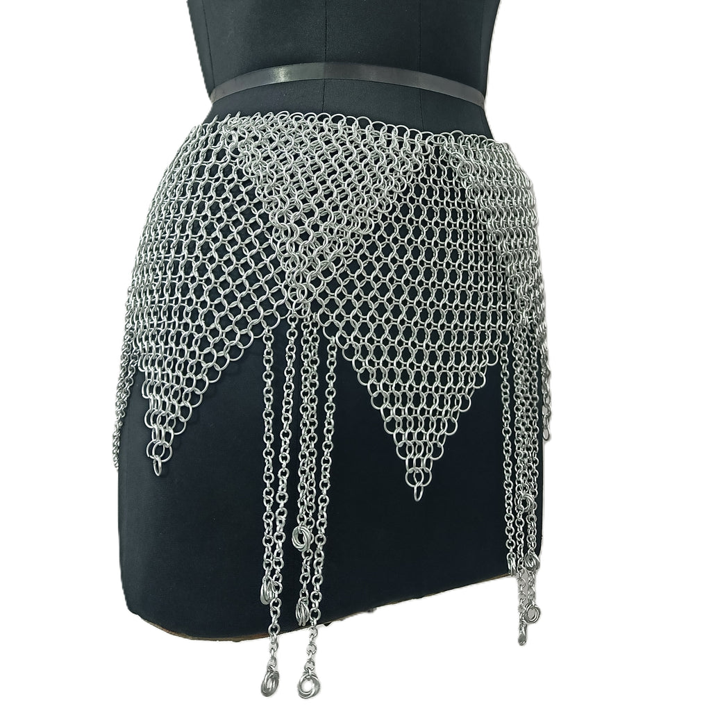 Medieval Chainmail Skirt Aluminum Armor Belt Women Cosplay LARP Halloween Outfit