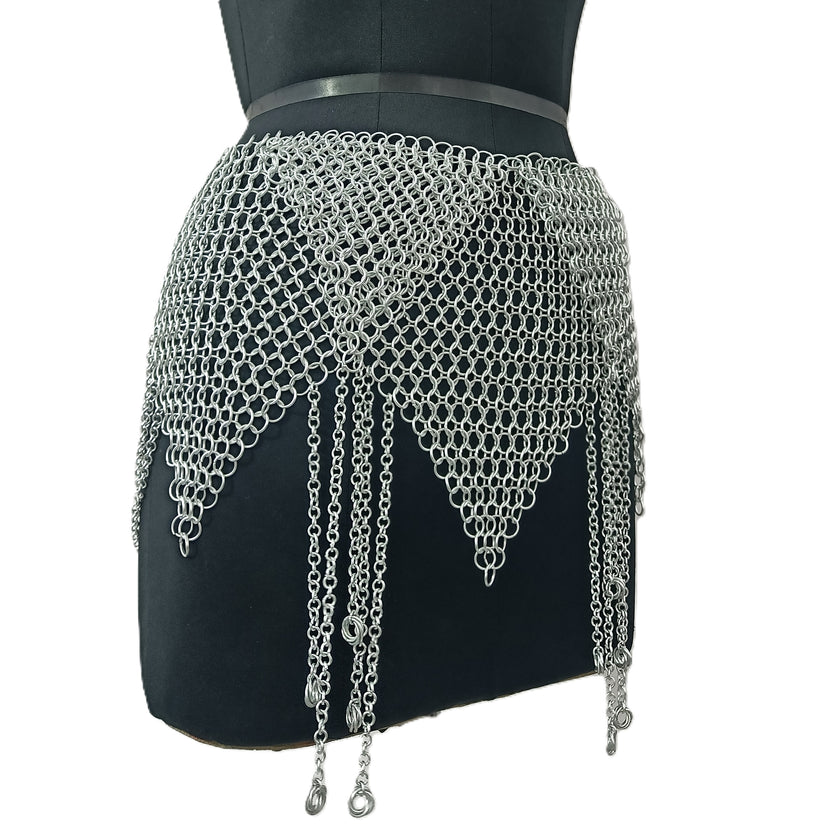 Medieval Chainmail Skirt Aluminum Armor Belt Women Cosplay LARP Halloween Outfit