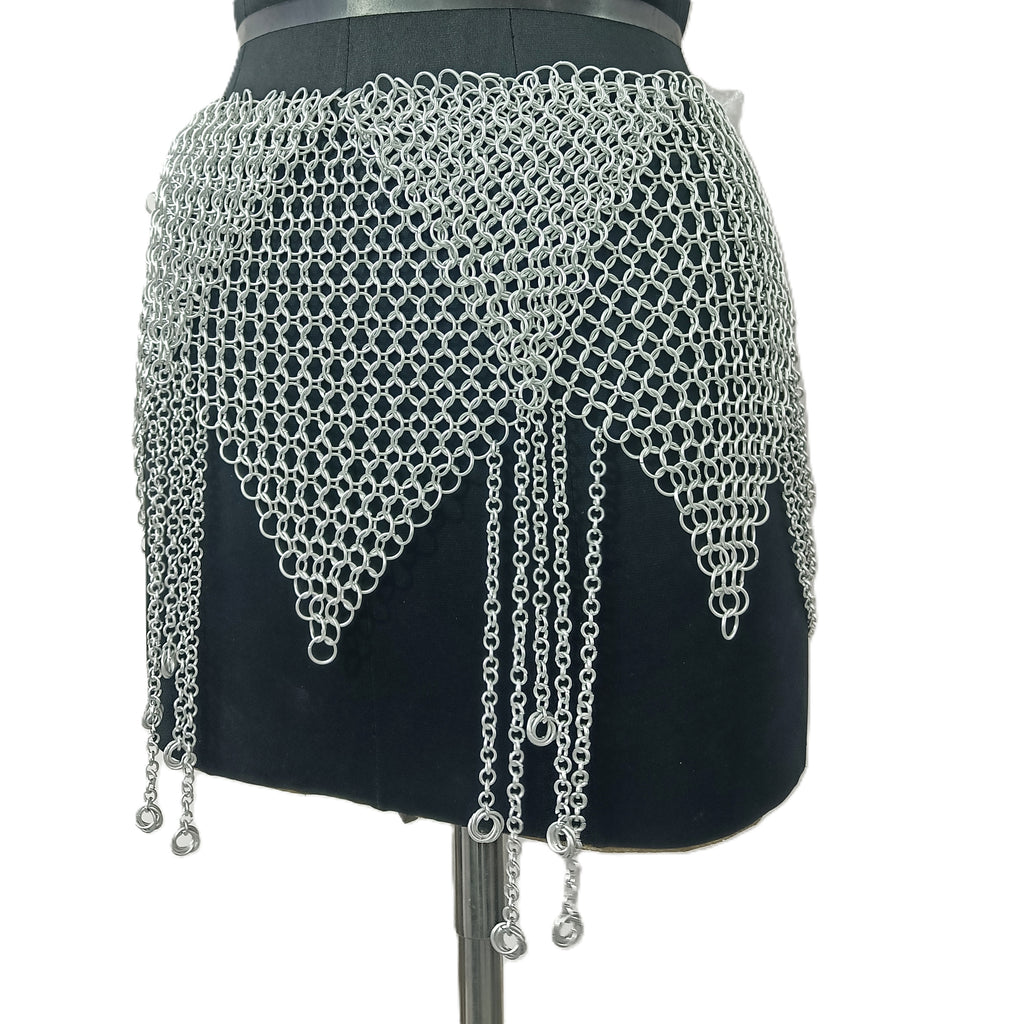 Medieval Chainmail Skirt Aluminum Armor Belt Women Cosplay LARP Halloween Outfit