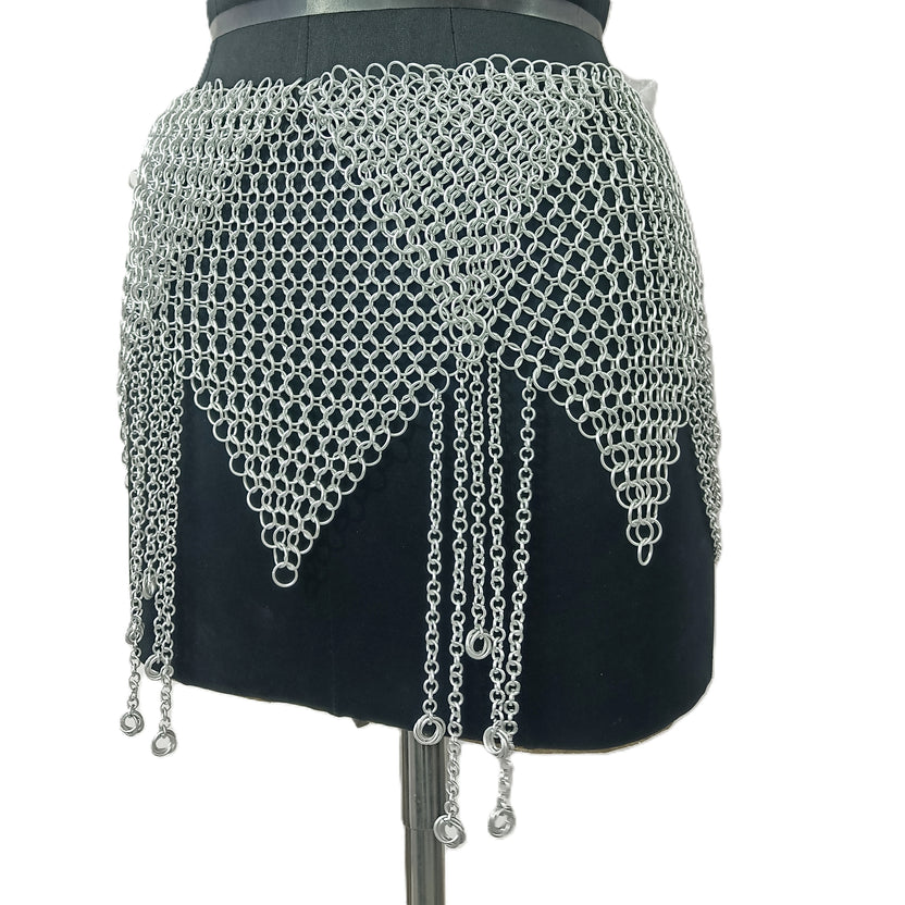 Medieval Chainmail Skirt Aluminum Armor Belt Women Cosplay LARP Halloween Outfit