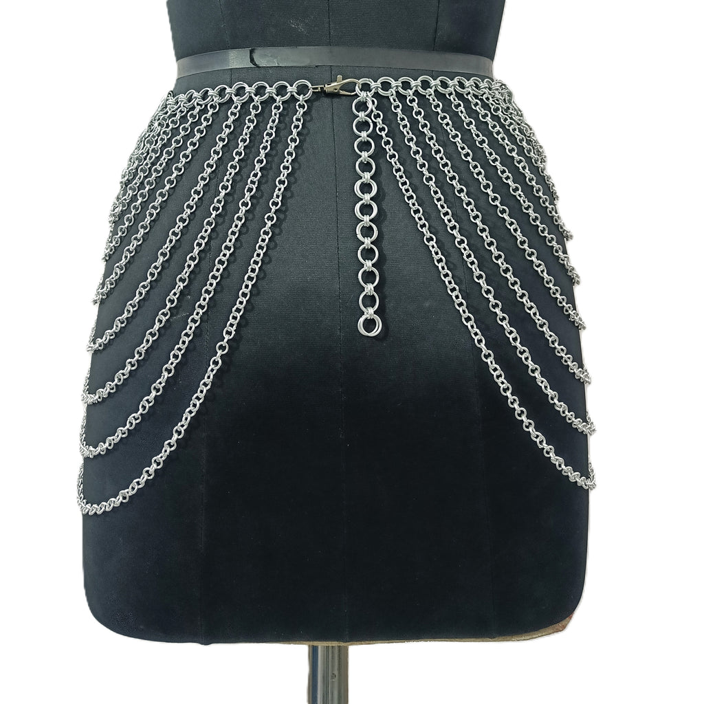 Medieval Chainmail Skirt Aluminum Armor Belt Women Cosplay LARP Halloween Outfit