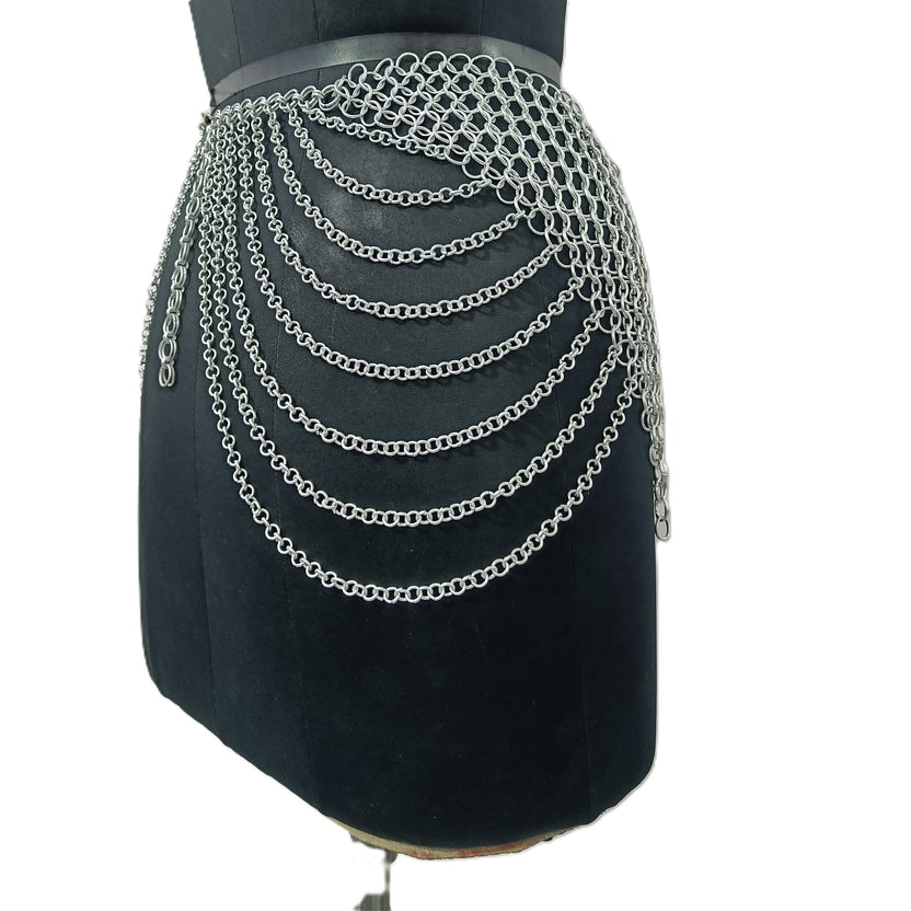 Medieval Chainmail Skirt Aluminum Armor Belt Women Cosplay LARP Halloween Outfit