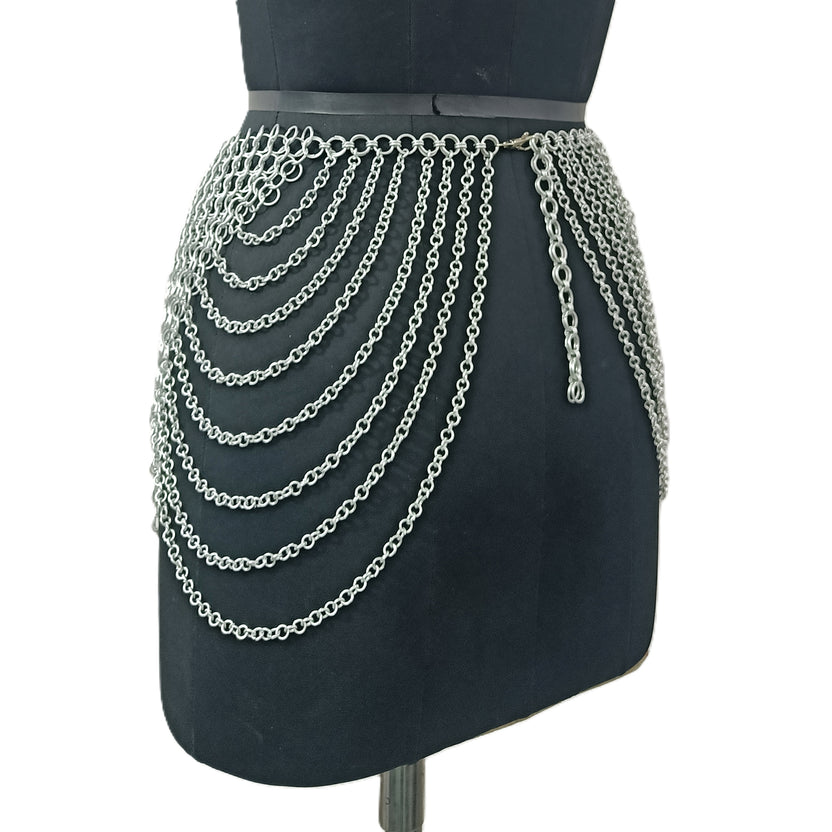 Medieval Chainmail Skirt Aluminum Armor Belt Women Cosplay LARP Halloween Outfit
